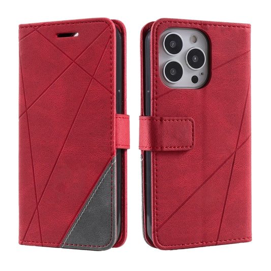 For iPhone 16 Pro Max Skin Feel Splicing Leather Phone Case(Red) by buy2fix