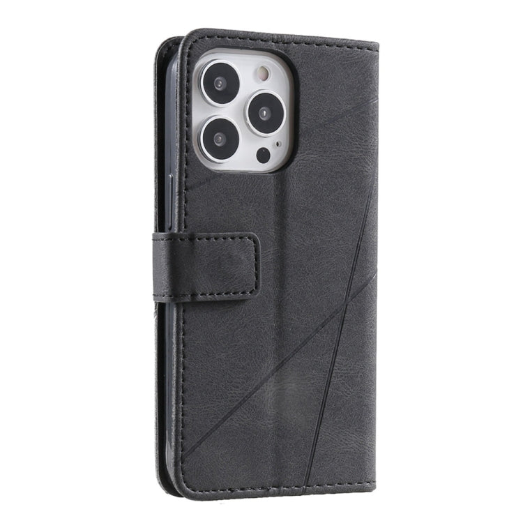 For iPhone 16 Pro Max Skin Feel Splicing Leather Phone Case(Black) by buy2fix