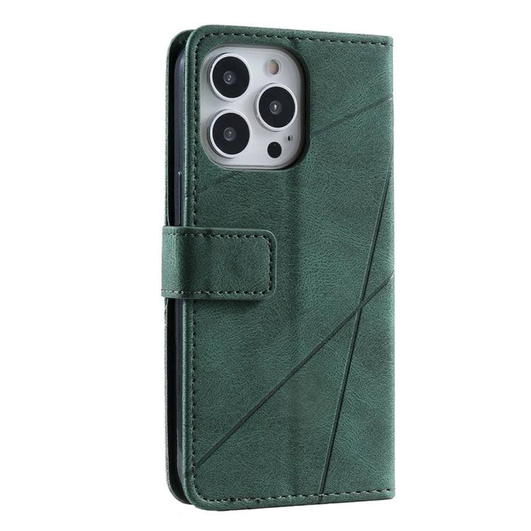 For iPhone 16 Pro Max Skin Feel Splicing Leather Phone Case(Green) by buy2fix