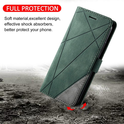For iPhone 16 Pro Max Skin Feel Splicing Leather Phone Case(Green) by buy2fix