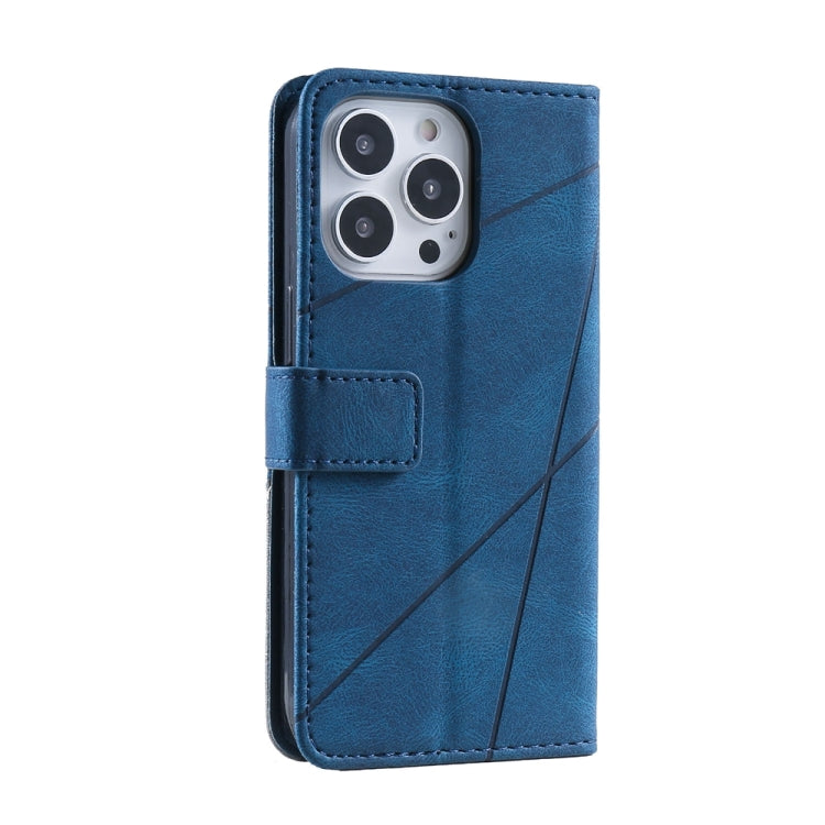 For iPhone 16 Pro Skin Feel Splicing Leather Phone Case(Blue) by buy2fix