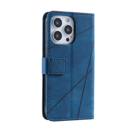 For iPhone 16 Pro Skin Feel Splicing Leather Phone Case(Blue) by buy2fix