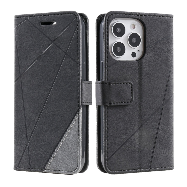 For iPhone 16 Pro Skin Feel Splicing Leather Phone Case(Black) by buy2fix