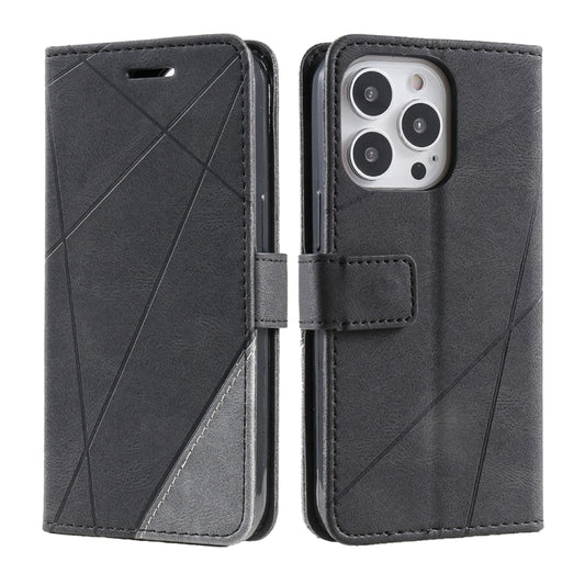 For iPhone 16 Pro Skin Feel Splicing Leather Phone Case(Black) by buy2fix