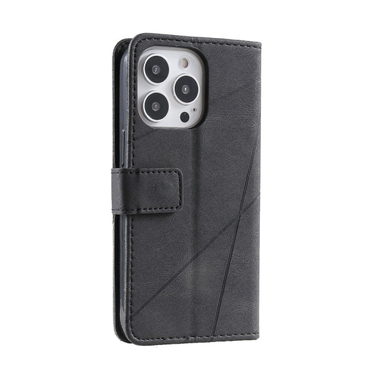 For iPhone 16 Pro Skin Feel Splicing Leather Phone Case(Black) by buy2fix