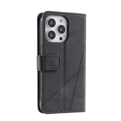 For iPhone 16 Pro Skin Feel Splicing Leather Phone Case(Black) by buy2fix