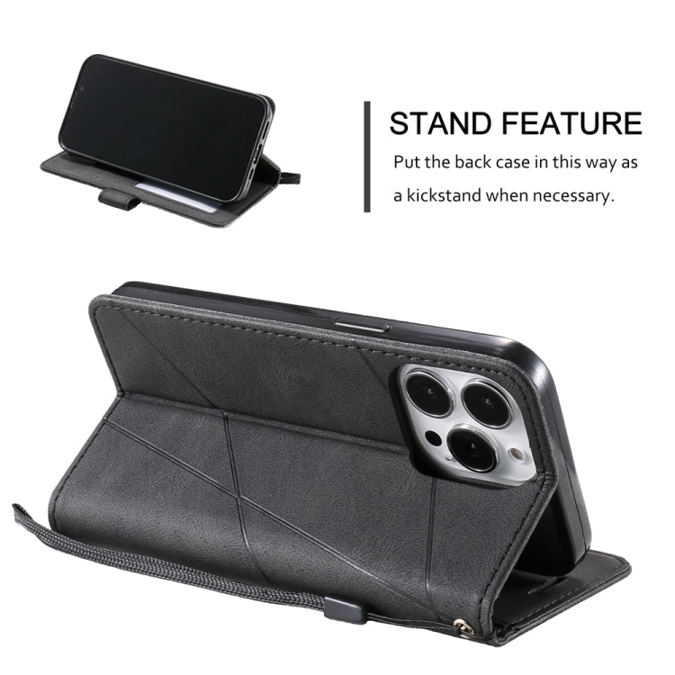 For iPhone 16 Pro Skin Feel Splicing Leather Phone Case(Black) by buy2fix