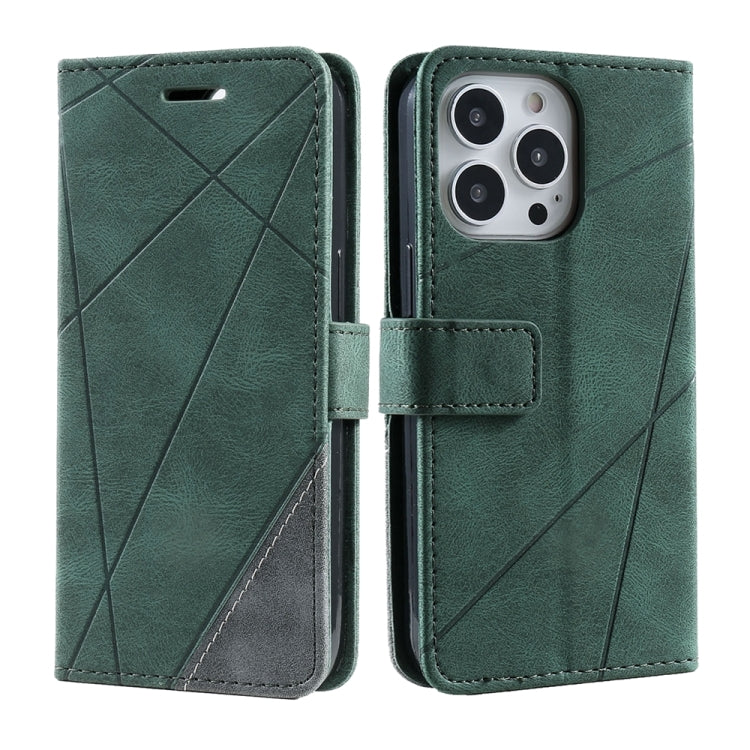 For iPhone 16 Pro Skin Feel Splicing Leather Phone Case(Green) by buy2fix