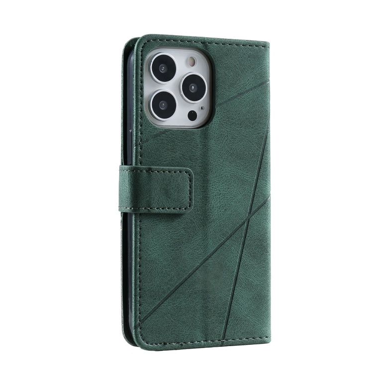 For iPhone 16 Pro Skin Feel Splicing Leather Phone Case(Green) by buy2fix