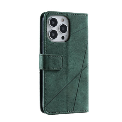 For iPhone 16 Pro Skin Feel Splicing Leather Phone Case(Green) by buy2fix