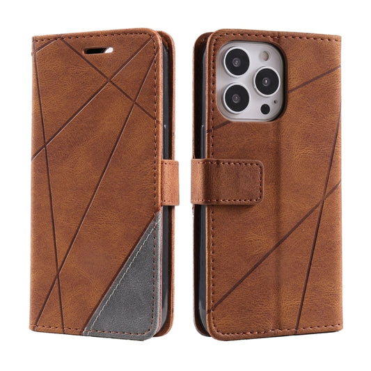 For iPhone 16 Pro Skin Feel Splicing Leather Phone Case(Brown) by buy2fix