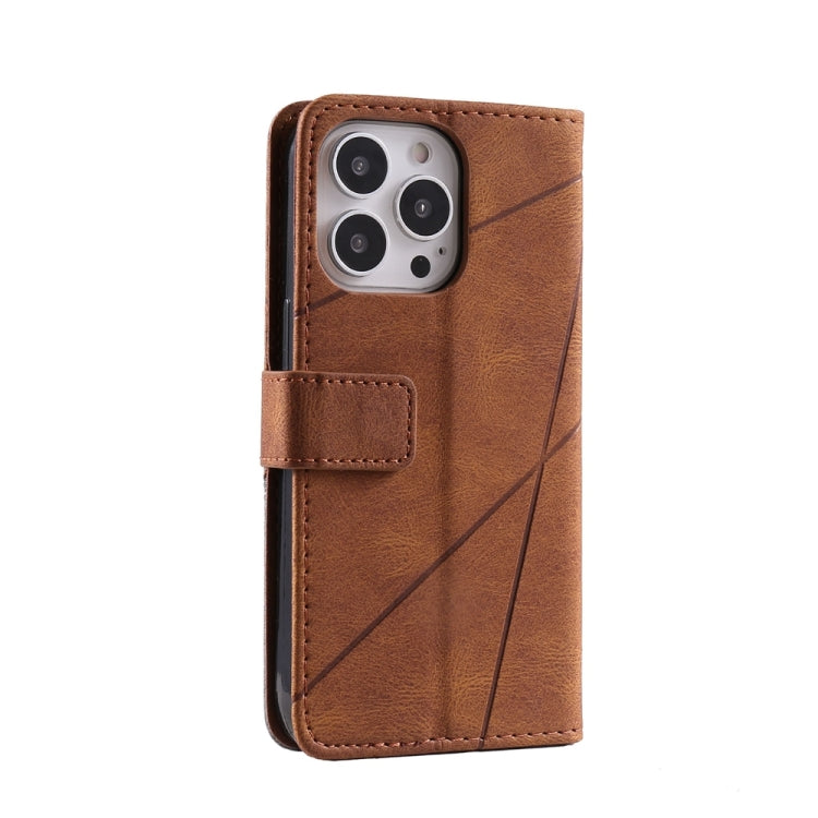 For iPhone 16 Pro Skin Feel Splicing Leather Phone Case(Brown) by buy2fix