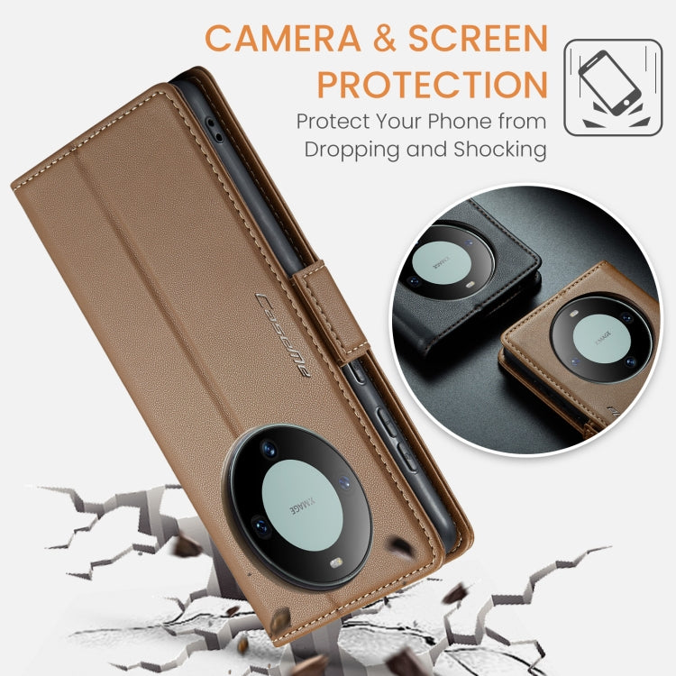 For Huawei Mate 60 CaseMe 023 Butterfly Buckle Litchi Texture RFID Anti-theft Leather Phone Case(Brown) - Huawei Cases by CaseMe | Online Shopping UK | buy2fix