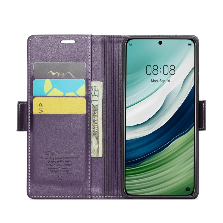 For Huawei Mate 60 CaseMe 023 Butterfly Buckle Litchi Texture RFID Anti-theft Leather Phone Case(Pearly Purple) - Huawei Cases by CaseMe | Online Shopping UK | buy2fix
