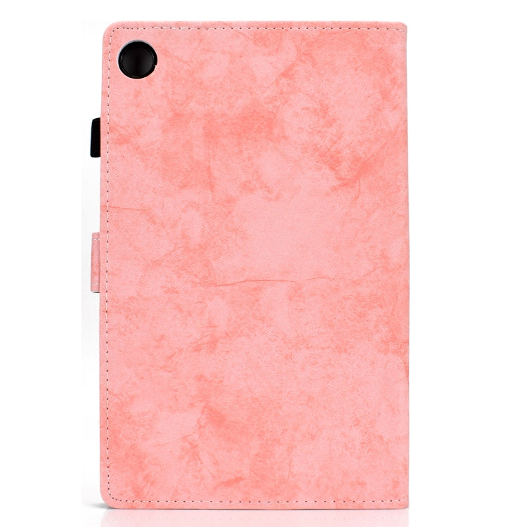 For Samsung Galaxy Tab A9 Marble Style Cloth Texture Smart Leather Tablet Case(Pink) - Galaxy Tab A9 by buy2fix | Online Shopping UK | buy2fix