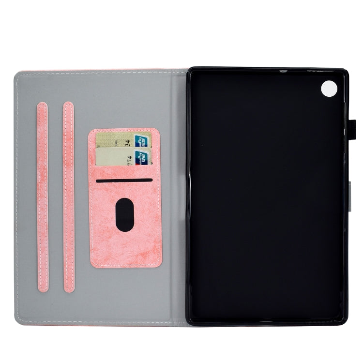 For Samsung Galaxy Tab A9 Marble Style Cloth Texture Smart Leather Tablet Case(Pink) - Galaxy Tab A9 by buy2fix | Online Shopping UK | buy2fix