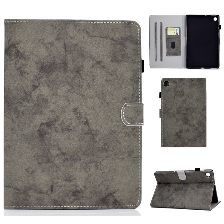 For Samsung Galaxy Tab A11 / A9 Marble Style Cloth Texture Smart Leather Tablet Case(Grey) by buy2fix
