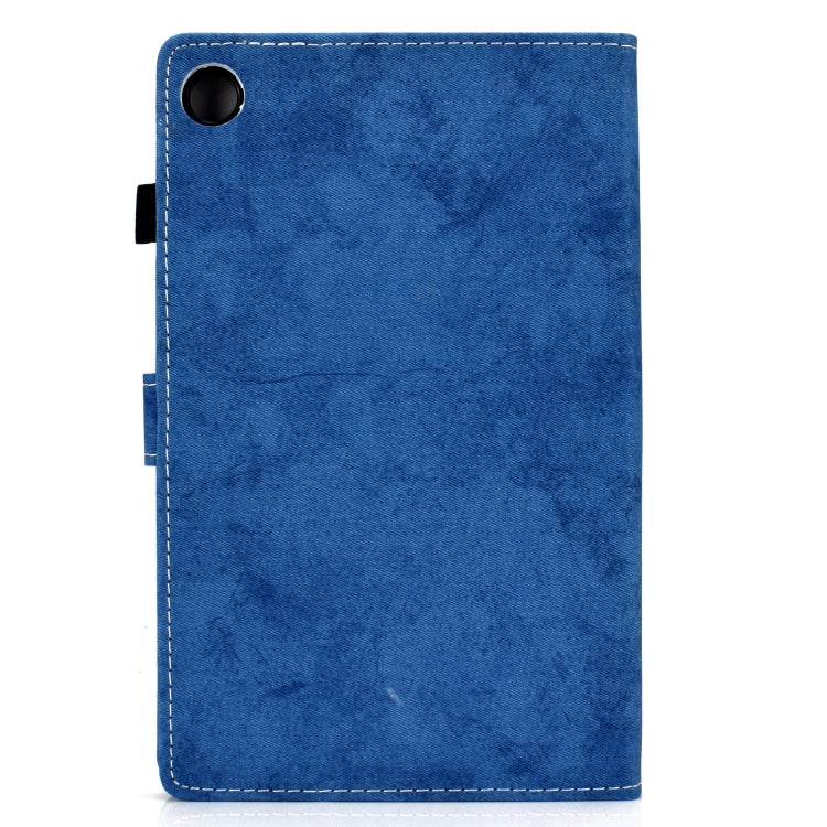 For Samsung Galaxy Tab A9 Marble Style Cloth Texture Smart Leather Tablet Case(Blue) - Galaxy Tab A9 by buy2fix | Online Shopping UK | buy2fix