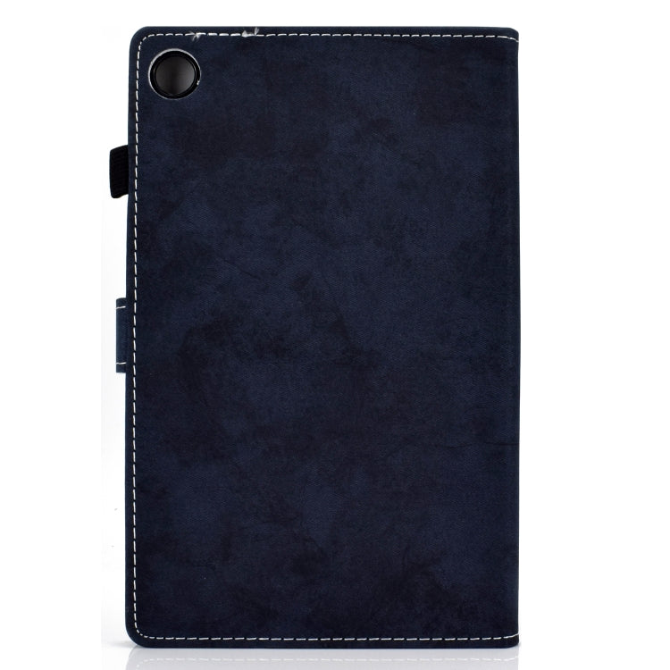For Samsung Galaxy Tab A9 Marble Style Cloth Texture Smart Leather Tablet Case(Dark Blue) - Galaxy Tab A9 by buy2fix | Online Shopping UK | buy2fix