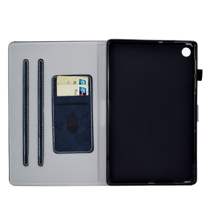 For Samsung Galaxy Tab A9 Marble Style Cloth Texture Smart Leather Tablet Case(Dark Blue) - Galaxy Tab A9 by buy2fix | Online Shopping UK | buy2fix