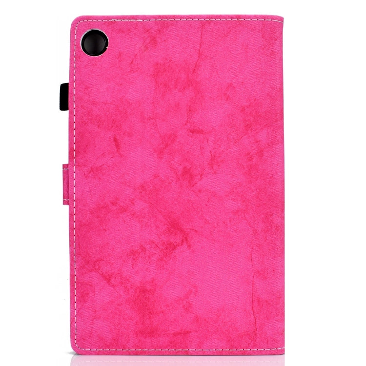 For Samsung Galaxy Tab A9+ Marble Style Cloth Texture Smart Leather Tablet Case(Rose Red) - Galaxy Tab A9+ by buy2fix | Online Shopping UK | buy2fix