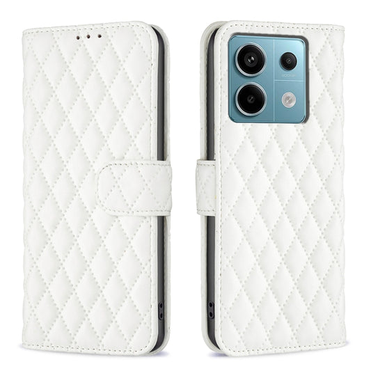For Xiaomi Redmi Note 13 Pro 5G Diamond Lattice Wallet Leather Flip Phone Case(White) - Xiaomi Cases by buy2fix | Online Shopping UK | buy2fix