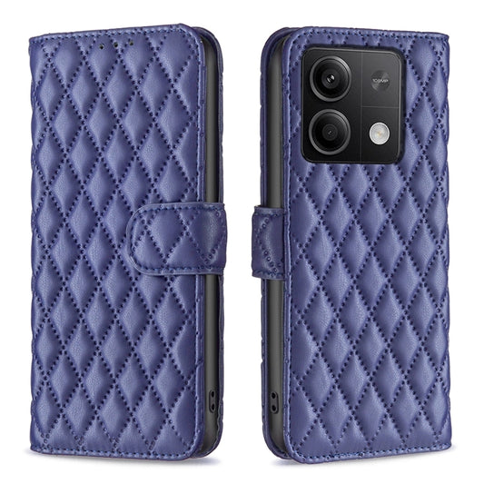 For Xiaomi Redmi Note 13 Diamond Lattice Wallet Leather Flip Phone Case(Blue) - Xiaomi Cases by buy2fix | Online Shopping UK | buy2fix