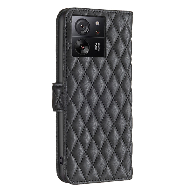 For Xiaomi 13T / 13T Pro / Redmi K60 Ultra Diamond Lattice Wallet Leather Flip Phone Case(Black) - Xiaomi Cases by buy2fix | Online Shopping UK | buy2fix
