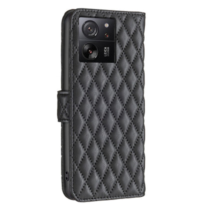 For Xiaomi 13T / 13T Pro / Redmi K60 Ultra Diamond Lattice Wallet Leather Flip Phone Case(Black) - Xiaomi Cases by buy2fix | Online Shopping UK | buy2fix