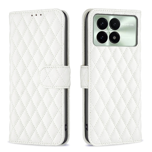 For Xiaomi Redmi K70 / K70 Pro Diamond Lattice Wallet Leather Flip Phone Case(White) - Xiaomi Cases by buy2fix | Online Shopping UK | buy2fix