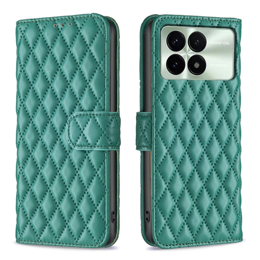 For Xiaomi Redmi K70 / K70 Pro Diamond Lattice Wallet Leather Flip Phone Case(Green) - Xiaomi Cases by buy2fix | Online Shopping UK | buy2fix