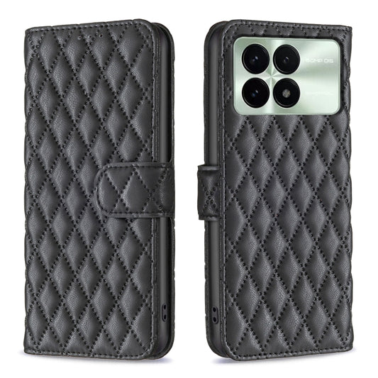 For Xiaomi Redmi K70 / K70 Pro Diamond Lattice Wallet Leather Flip Phone Case(Black) - Xiaomi Cases by buy2fix | Online Shopping UK | buy2fix