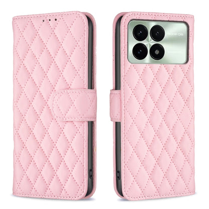 For Xiaomi Redmi K70E Diamond Lattice Wallet Leather Flip Phone Case(Pink) - Xiaomi Cases by buy2fix | Online Shopping UK | buy2fix