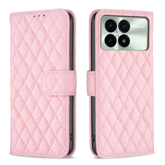 For Xiaomi Redmi K70E Diamond Lattice Wallet Leather Flip Phone Case(Pink) - Xiaomi Cases by buy2fix | Online Shopping UK | buy2fix