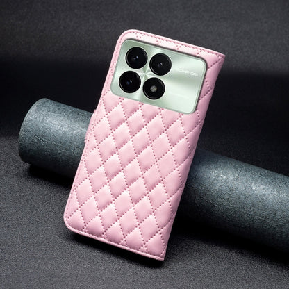 For Xiaomi Redmi K70E Diamond Lattice Wallet Leather Flip Phone Case(Pink) - Xiaomi Cases by buy2fix | Online Shopping UK | buy2fix