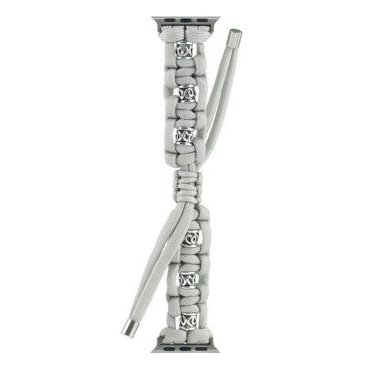 For Apple Watch Ultra 2 49mm Silk Silver Beads Braided Watch Band(Grey) by buy2fix