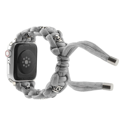 For Apple Watch Ultra 2 49mm Silk Silver Beads Braided Watch Band(Grey) by buy2fix