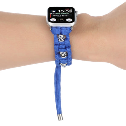 For Apple Watch Ultra 2 49mm Silk Silver Beads Braided Watch Band(Blue) by buy2fix