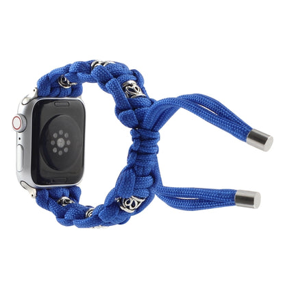 For Apple Watch Ultra 49mm Silk Silver Beads Braided Watch Band(Blue) by buy2fix