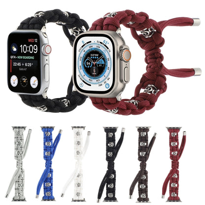 For Apple Watch Ultra 2 49mm Silk Silver Beads Braided Watch Band(Black) by buy2fix