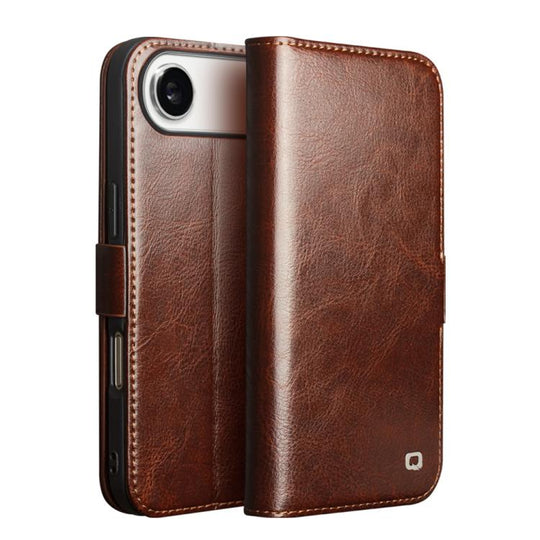 For iPhone Air QIALINO Classic 103 Buckle Genuine Leather Phone Case(Brown)