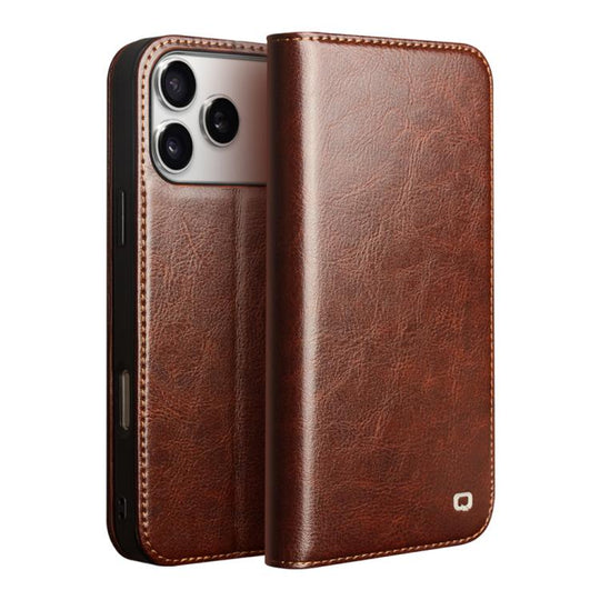 For iPhone 18 Pro Max / 17 Pro Max QIALINO Classic Genuine Leather Phone Case(Brown)