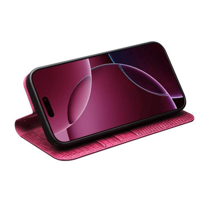 For iPhone 17 Pro QIALINO Little Crocodile Texture Genuine Leather Phone Case(Rose Red) - iPhone 17 Pro Cases by QIALINO | Online Shopping UK | buy2fix