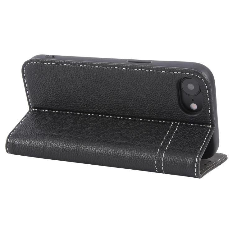 For iPhone 16e GEBEI Top-grain Horizontal Flip Leather Phone Case(Black) - iPhone 16e Cases by GEBEI | Online Shopping UK | buy2fix