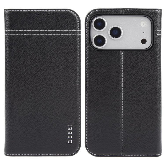 For iPhone 18 Pro Max / 17 Pro Max GEBEI Top-grain Horizontal Flip Leather Phone Case(Black)