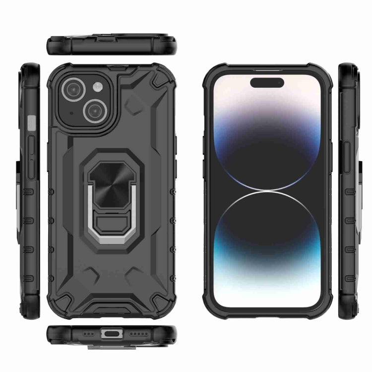 For iPhone 15 Plus Ice Armor Series Ring Holder Phone Case(Black) - iPhone 15 Plus Cases by buy2fix | Online Shopping UK | buy2fix