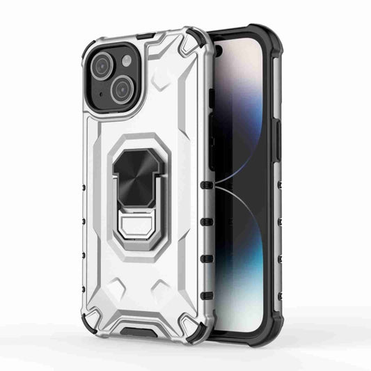 For iPhone 15 Ice Armor Series Ring Holder Phone Case(Silver) - iPhone 15 Cases by buy2fix | Online Shopping UK | buy2fix