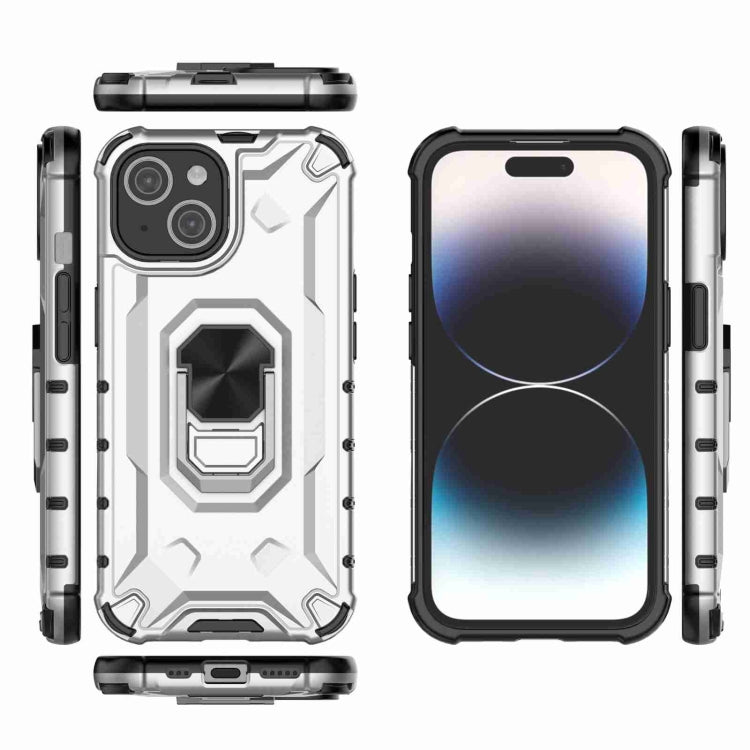 For iPhone 15 Ice Armor Series Ring Holder Phone Case(Silver) - iPhone 15 Cases by buy2fix | Online Shopping UK | buy2fix