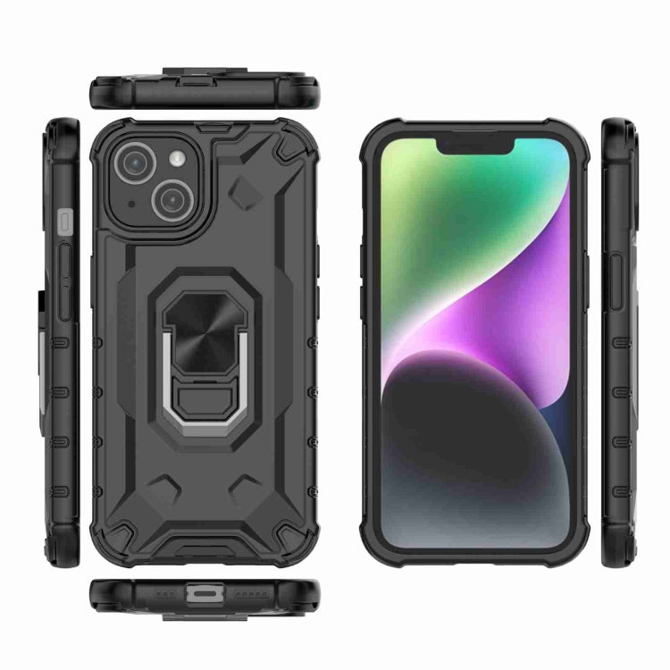 For iPhone 14 Plus Ice Armor Series Ring Holder Phone Case(Black) - iPhone 14 Plus Cases by buy2fix | Online Shopping UK | buy2fix
