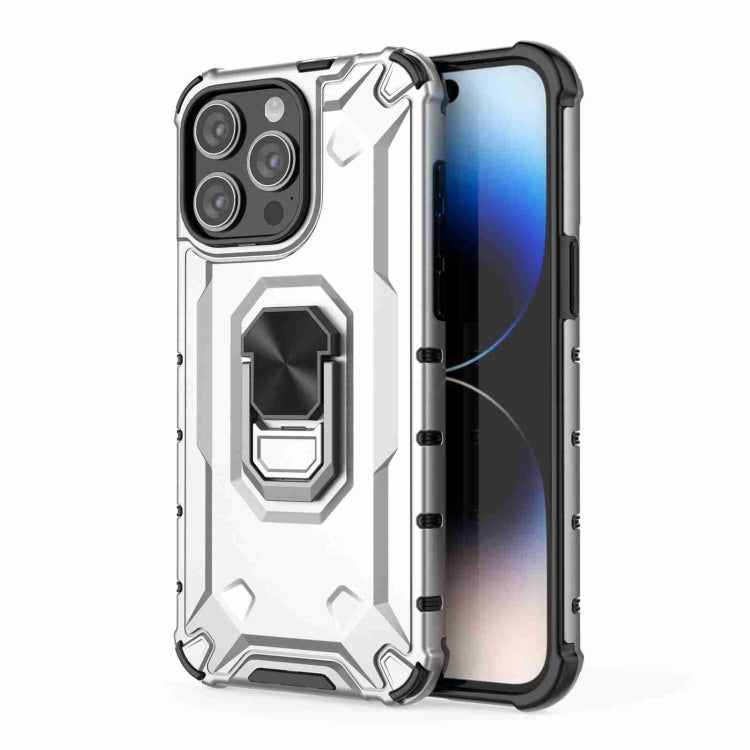 For iPhone 14 Pro Ice Armor Series Ring Holder Phone Case(Silver) - iPhone 14 Pro Cases by buy2fix | Online Shopping UK | buy2fix